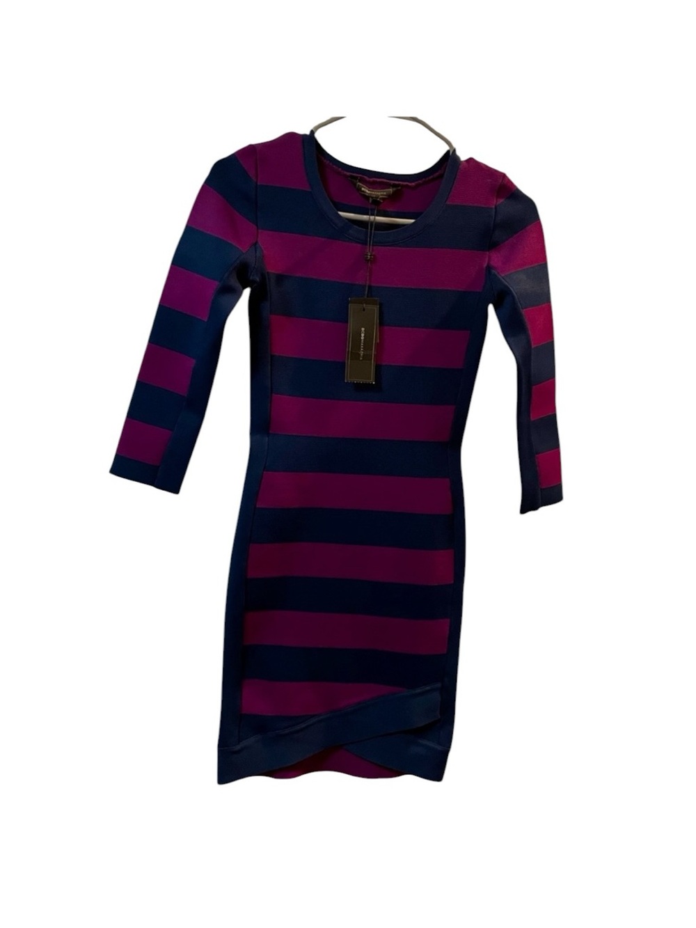 BCBGMaxAzria Navy Purple Kendall Striped Bodycon Mini Dress NWT - Picture 2 of 6
